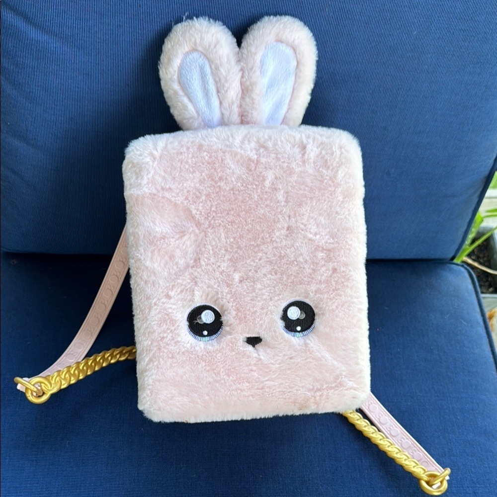 Pink and White Bunny Plush Bag with Kawaii Design